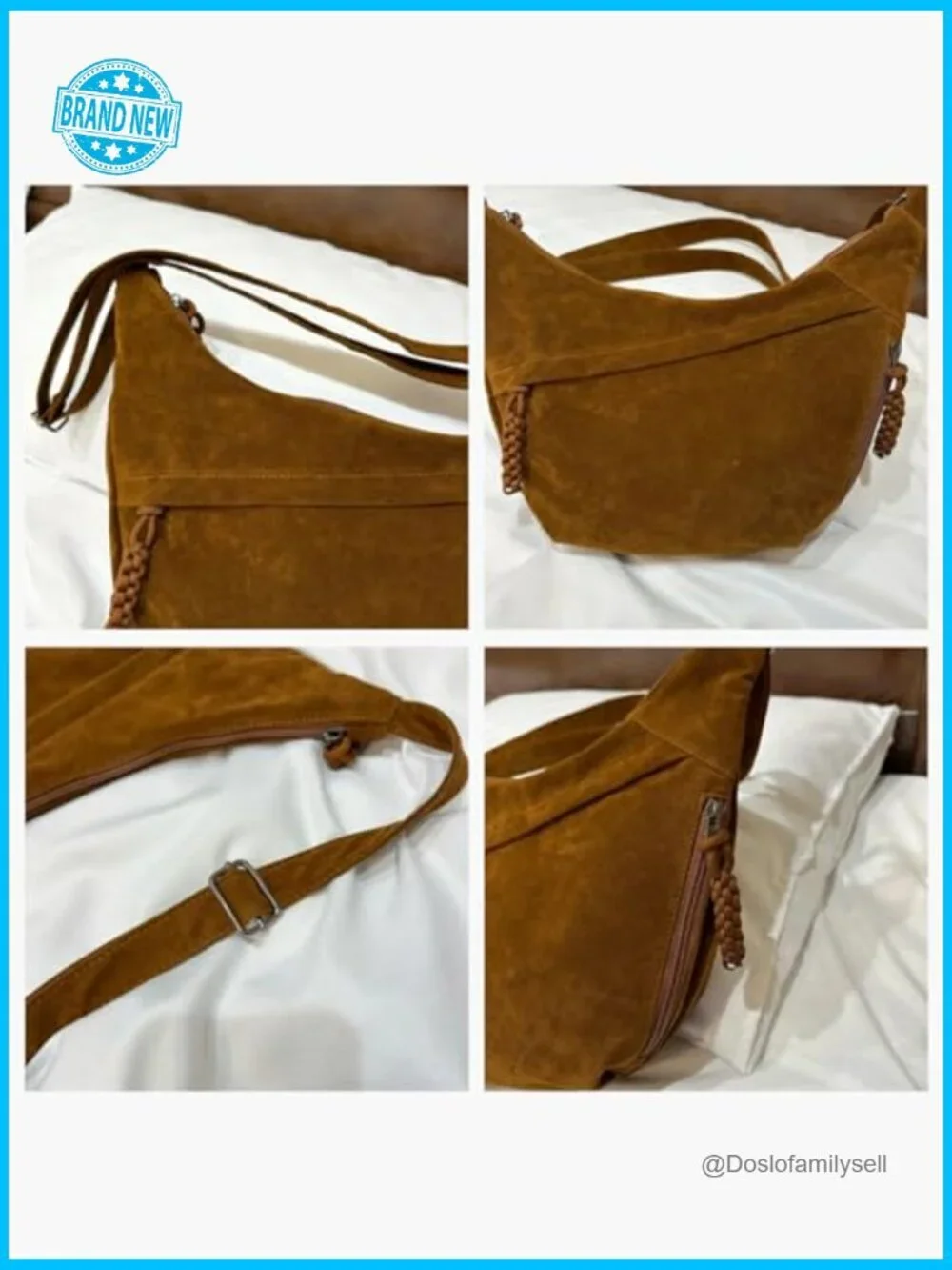 Crescent Crossbody Bag Large Capacity Suede Sling Travel Shoulder Purse